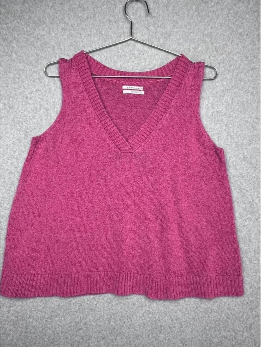 Anthropologie Camilla VNeck Sweater Vest S Pink Marled Knit Barbiecore Lagenlook